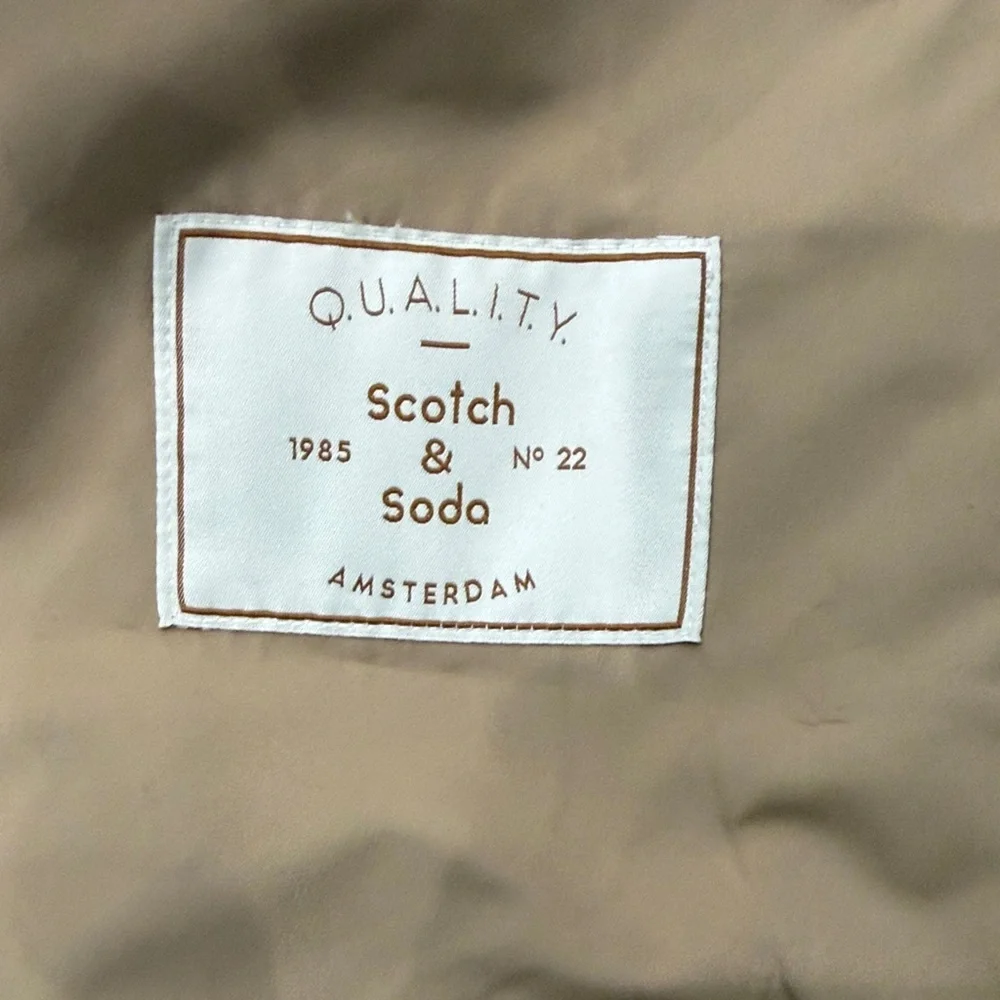 Scotch & Soda Beige Hooded Tech Rain Jacket